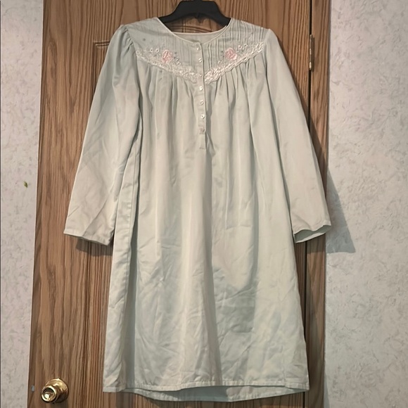3 for $30 Beautiful vintage pale green night gown with rose 🌹 embroidery - Picture 1 of 7
